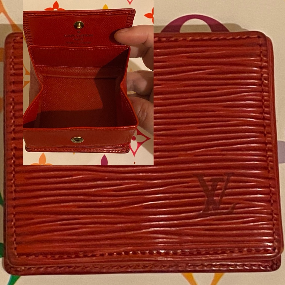 Louis Vuitton Porte Monnaie Boite Castilian Red Epi Leather Accordion Coin Purse